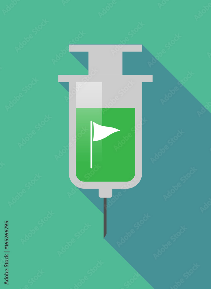 Obraz premium Long shadow syringe with a golf flag