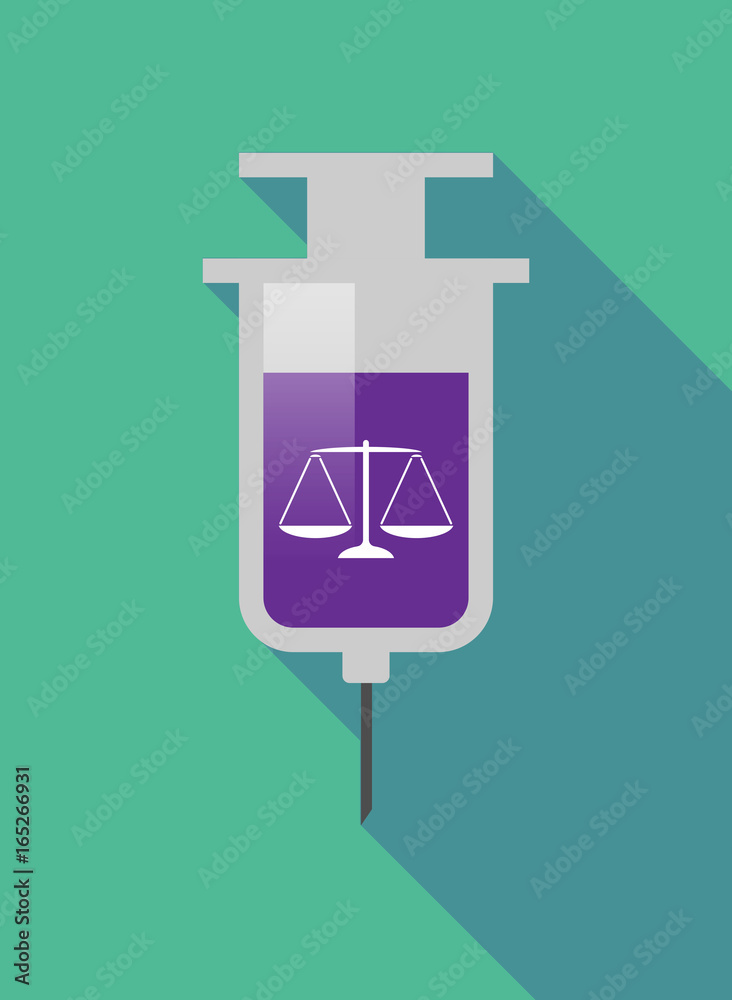 Long shadow  syringe with a justice weight scale sign