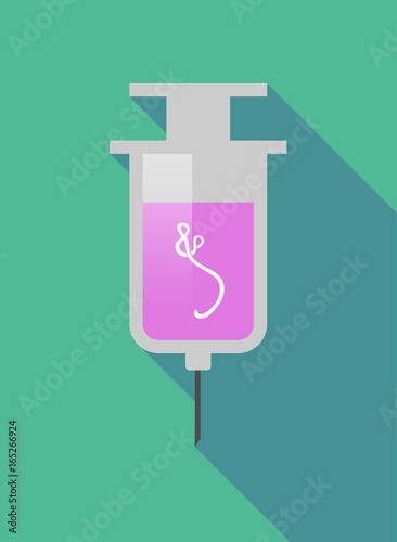 Long shadow  syringe with  an ebola sign