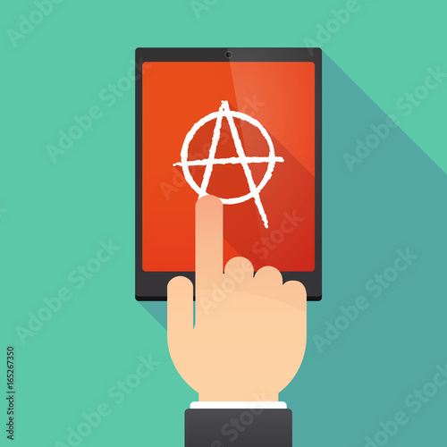 Long shadow tablet PC with an anarchy sign