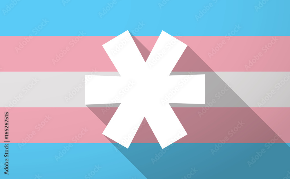 Long shadow  trans gender flag with an asterisk