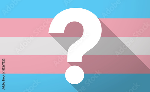 Long shadow  trans gender flag with a question sign