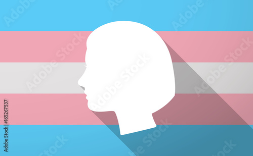 Long shadow  trans gender flag with a female head