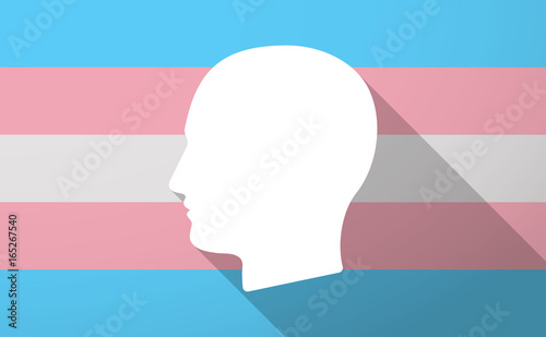 Long shadow  trans gender flag with a male head