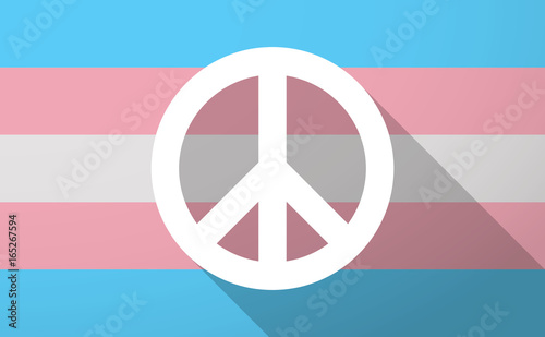 Long shadow  trans gender flag with a peace sign