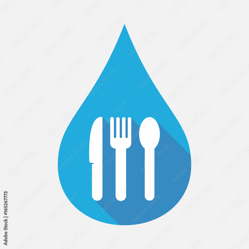 Isolated water drop with cutlery