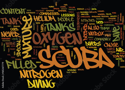 THE DIFFERENT CONTENTS OF SCUBA TANKS Text Background Word Cloud Concept