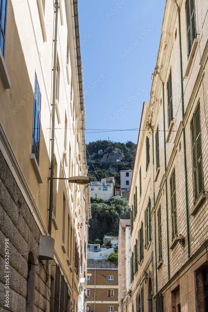 Rock of Gibraltar Through Alley