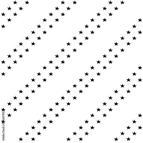 Seamless pattern with black cartoon stars and moons on white background.