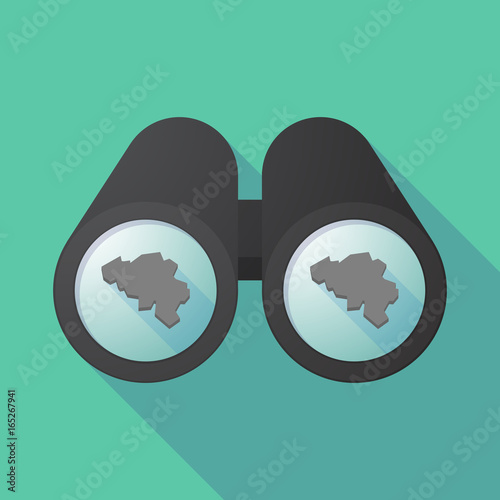 Long shadow binoculars with  the map of Belgium