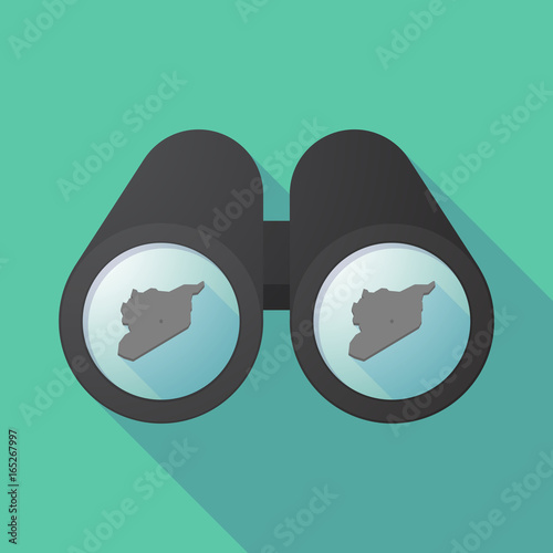 Long shadow binoculars with  the map of Syria