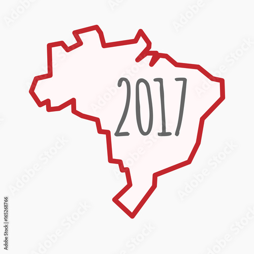 Isolated Brazil map with  a 2017 year  number icon