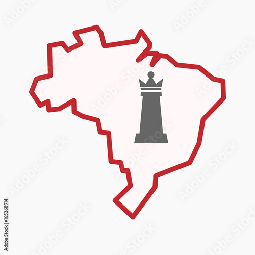 Принти на полотні Isolated Brazil map with a  queen   chess figure