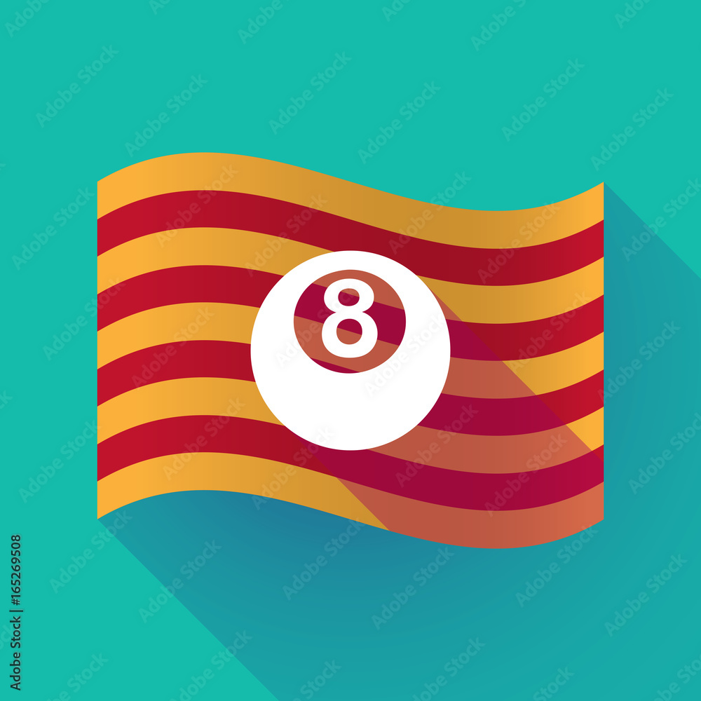 Long shadow Catalonia flag with a pool ball Long shadow Catalonia flag with a pool ball