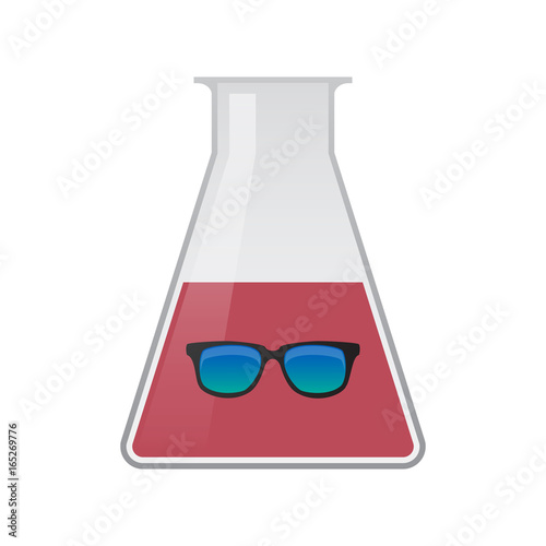 Isolated chemical flask with  a sunglasses icon