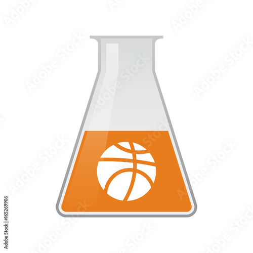 Isolated chemical flask with  a basketball ball