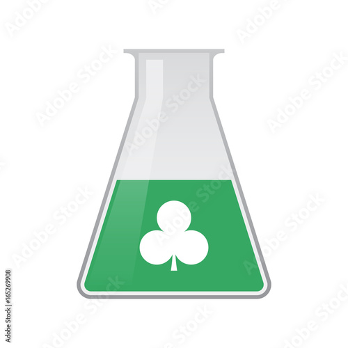 Isolated chemical flask with  the  Club  poker playing card sign