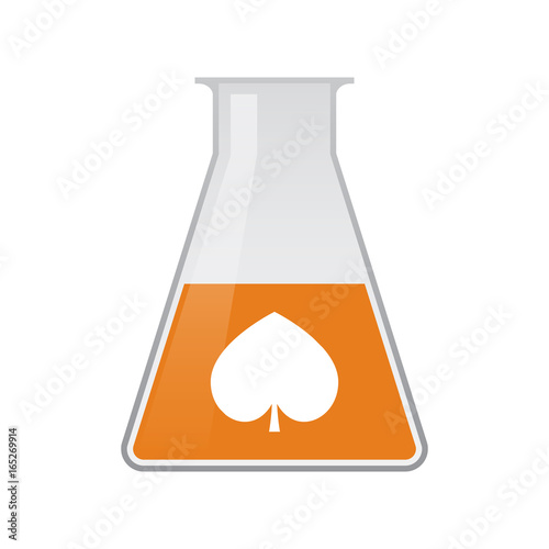 Isolated chemical flask with  the  spade  poker playing card sign