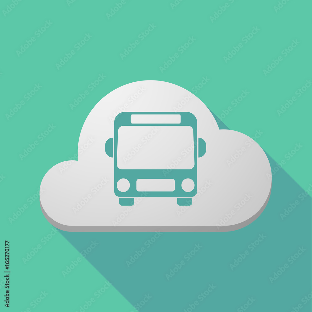 Long shadow cloud with a bus icon Long shadow cloud with a bus icon