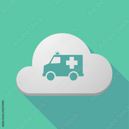 Long shadow cloud with  an ambulance icon