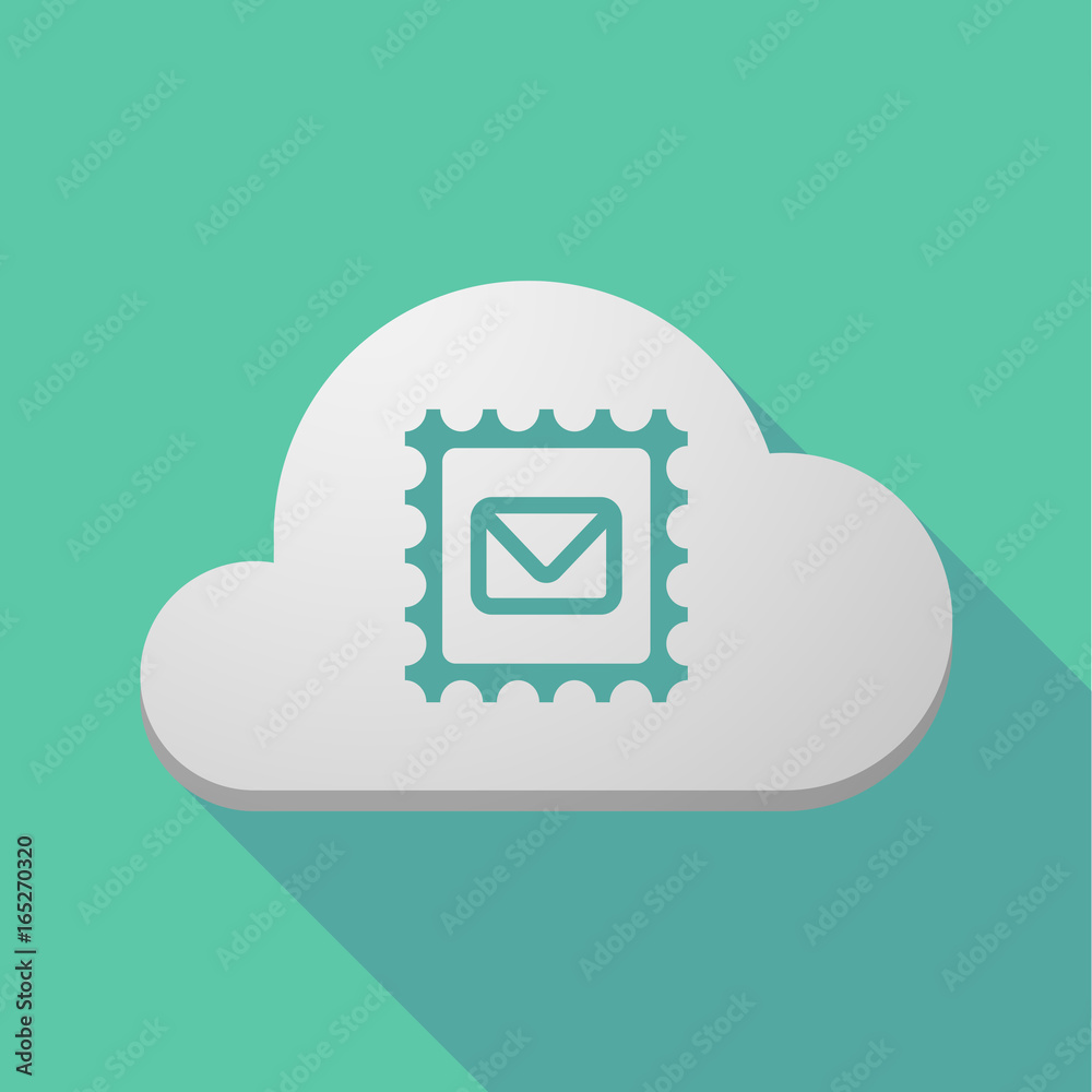 Long shadow cloud with a mail stamp sign Long shadow cloud with a mail stamp sign