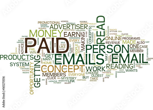 THE CONCEPT OF PAID EMAILS Text Background Word Cloud Concept