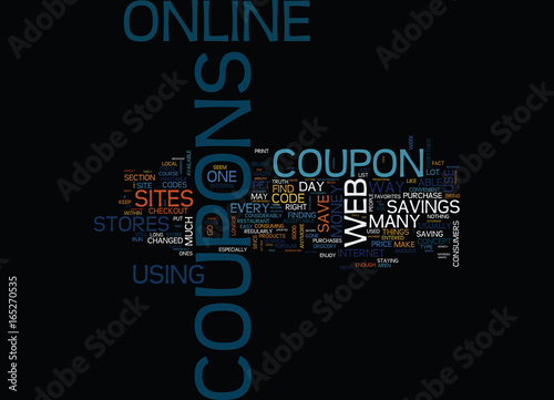 THE CONCEPT OF COUPONS Text Background Word Cloud Concept