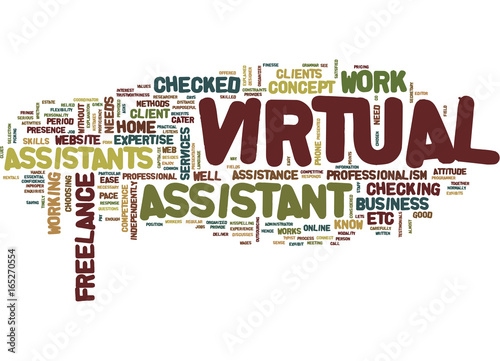 THE CONCEPT OF VIRTUAL ASSISTANCE Text Background Word Cloud Concept