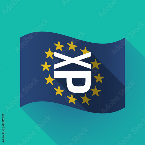 Long shadow EU flag with  a Tongue sticking text face emoticon