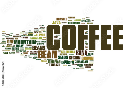 THE COFFEE BEAN Text Background Word Cloud Concept photo