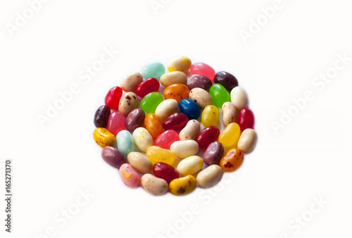 Brightly colored candy beans. Colourful jelly bean.