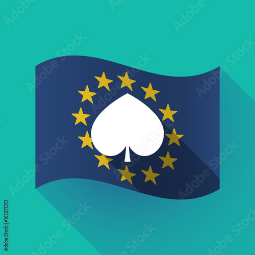 Long shadow EU flag with the spade poker playing card sign