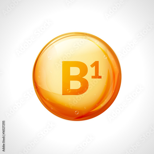 Vitamin B1 isolated on white. Medicine health symbol of thiamin. Natural chemical b1 vitamin