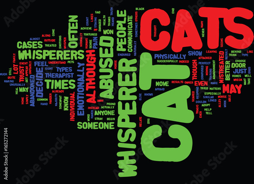 THE CAT WHISPERER Text Background Word Cloud Concept