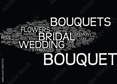 THE BRIDAL BOUQUET Text Background Word Cloud Concept