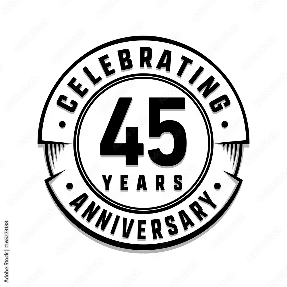 45 years anniversary logo template. Vector and illustration.

