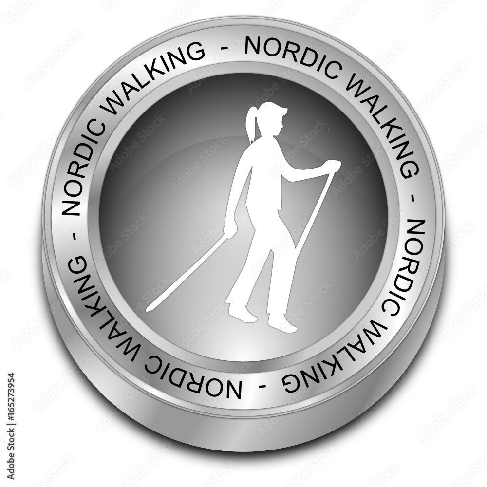 Nordic Walking Button - 3D illustration Nordic Walking Button - 3D illustration