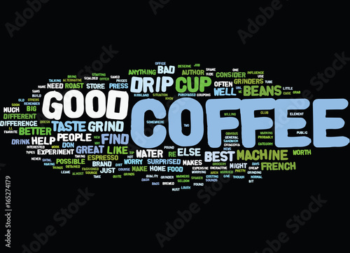 THE BEST CUP OF DRIP COFFEE POSSIBLE Text Background Word Cloud Concept