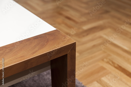 detail of wooden table