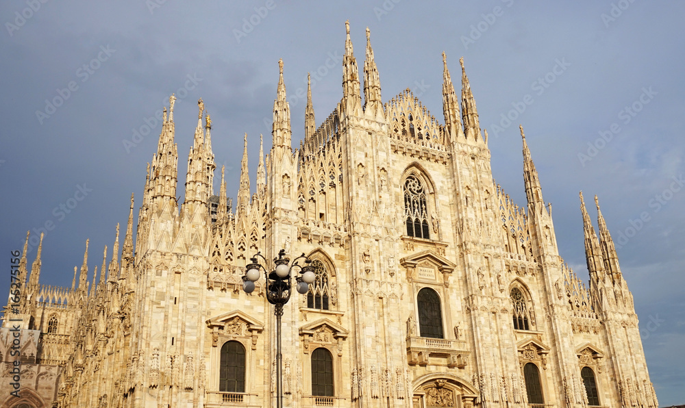 View of famous Milan Cathedral (Duomo di Milano) in Piazza del Duomo square, Milan, Italy