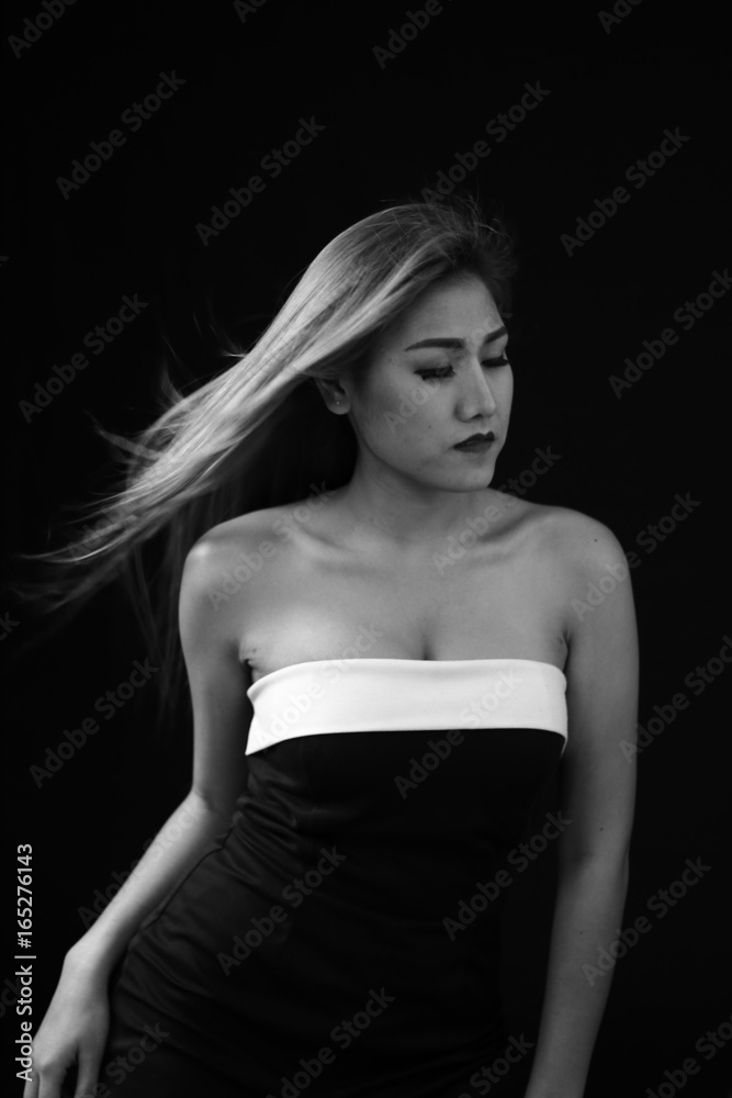 girl with black and white color girl with black and white color