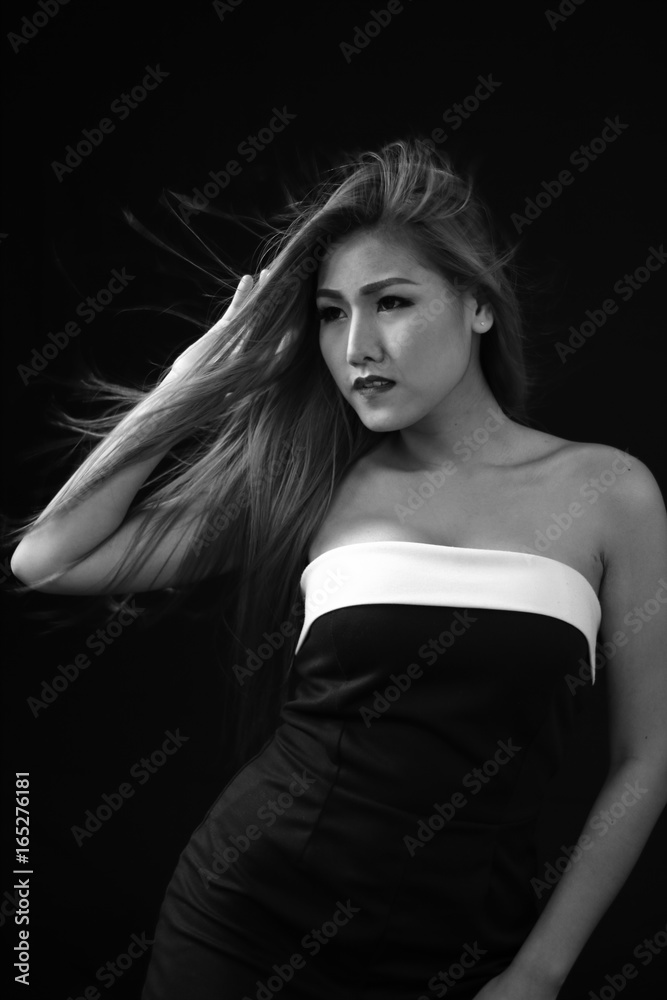 girl with black and white color girl with black and white color