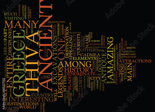 THE ANCIENT THIVA Text Background Word Cloud Concept
