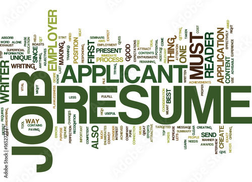 THE AIMS OF JOB RESUME Text Background Word Cloud Concept