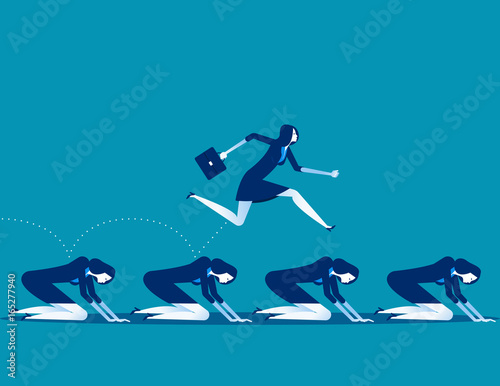 Manager work on the hardship of other. Concept business vector illustration.