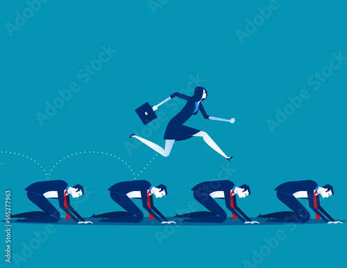 Manager work on the hardship of other. Concept business vector illustration.