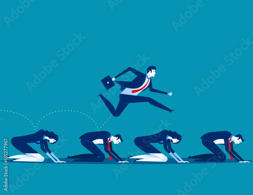 Manager work on the hardship of other. Concept business vector illustration.