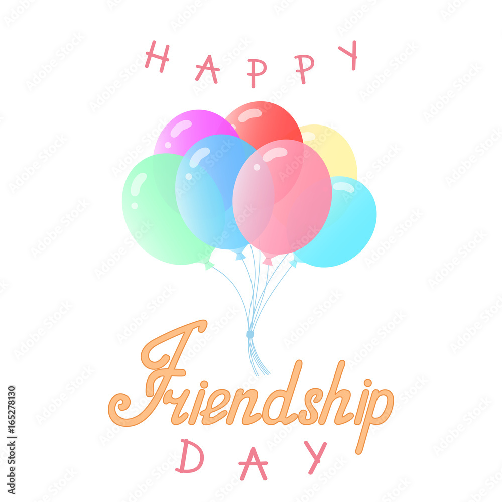 Balloons. Hand lettering Happy friendship day