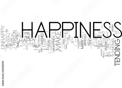 TEND TO YOUR OWN HAPPINESS Text Background Word Cloud Concept