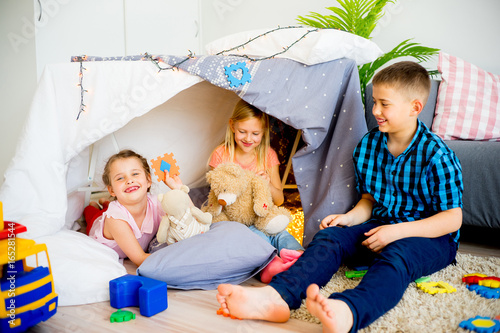 Kids in a play tent